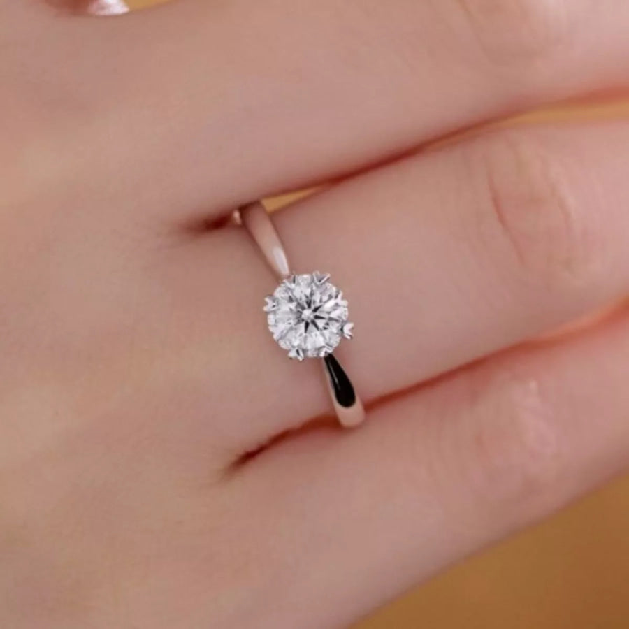 925 Sterling Silver Moissanite Ring Silver / One Size Apparel and Accessories