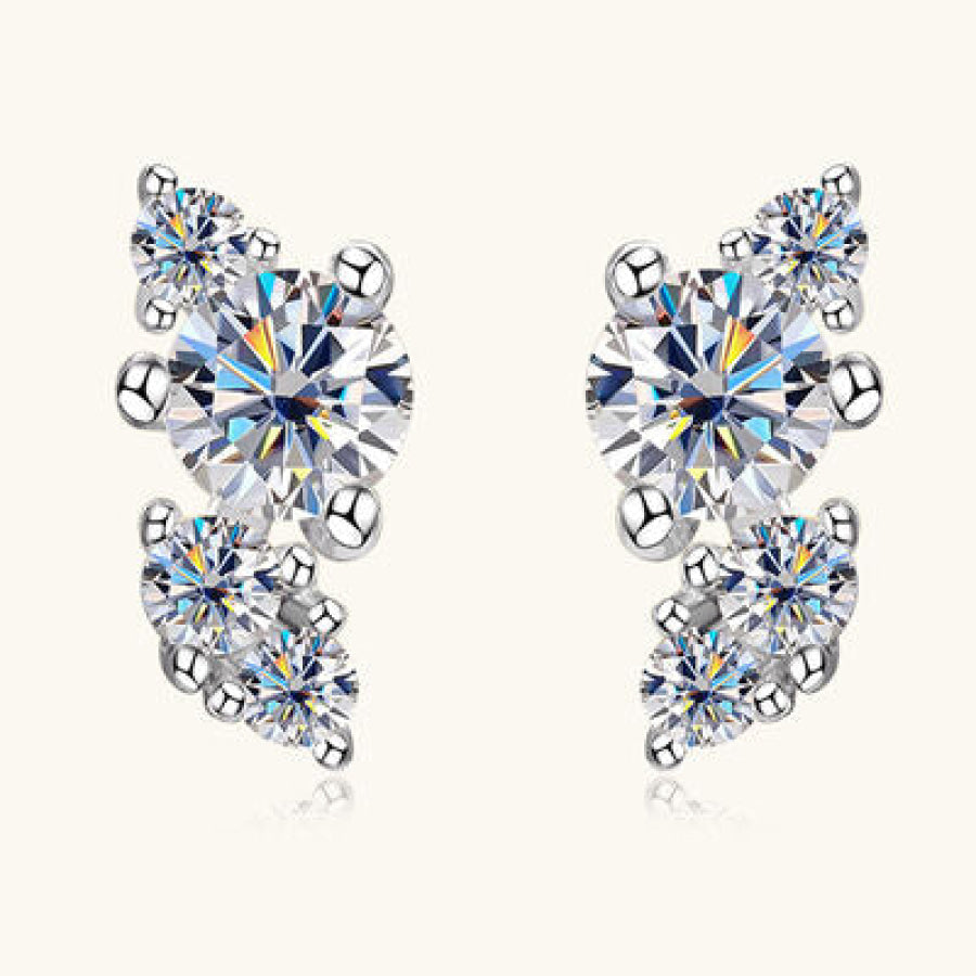 925 Sterling Silver Moissanite Stud Earrings Apparel and Accessories