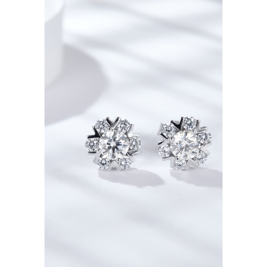 925 Sterling Silver Moissanite Stud Earrings Silver / One Size