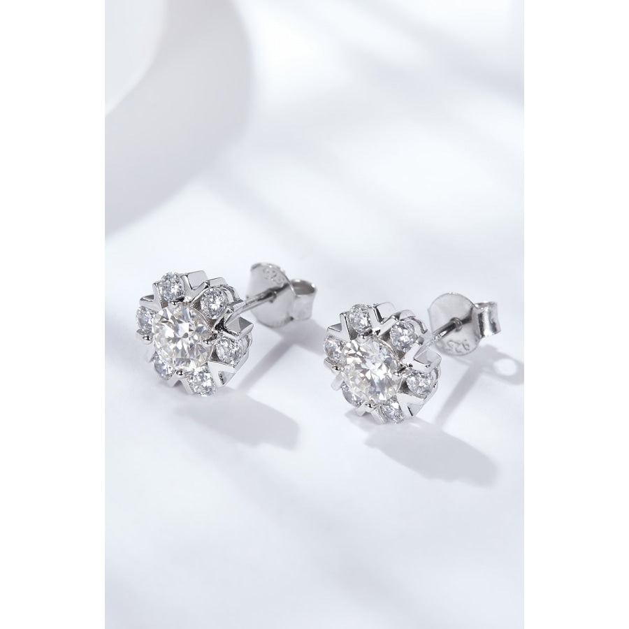 925 Sterling Silver Moissanite Stud Earrings Silver / One Size