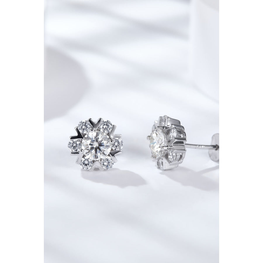 925 Sterling Silver Moissanite Stud Earrings Silver / One Size