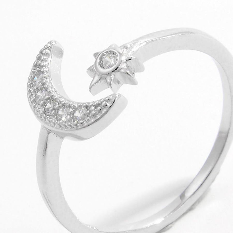 925 Sterling Silver Moon Open Ring Apparel and Accessories