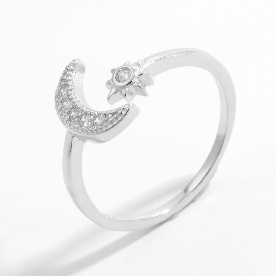 925 Sterling Silver Moon Open Ring Apparel and Accessories