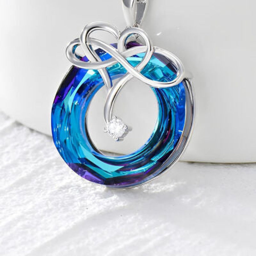 925 Sterling Silver Natural Crystal Pendant Necklace Royal Blue / One Size Apparel and Accessories