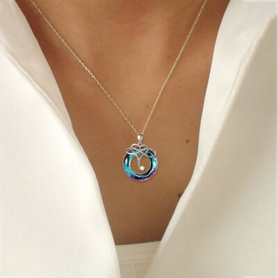 925 Sterling Silver Natural Crystal Pendant Necklace Royal Blue / One Size Apparel and Accessories