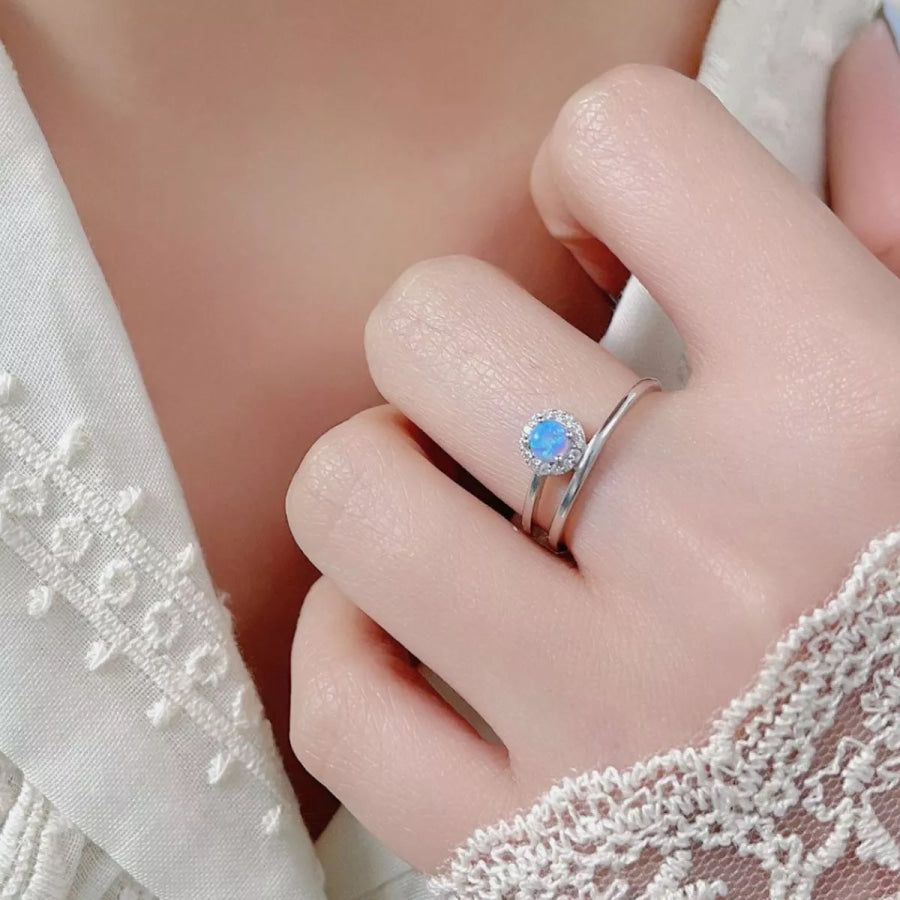 925 Sterling Silver Opal Ring Apparel and Accessories