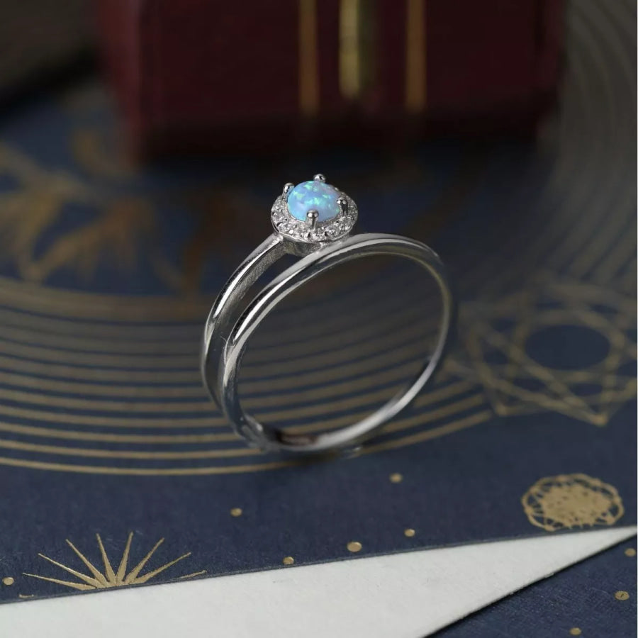 925 Sterling Silver Opal Ring Apparel and Accessories