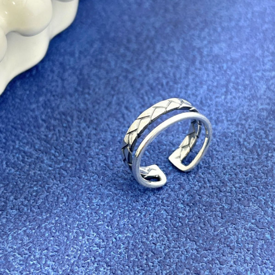 925 Sterling Silver Open Cuff Ring Silver / One Size Apparel and Accessories