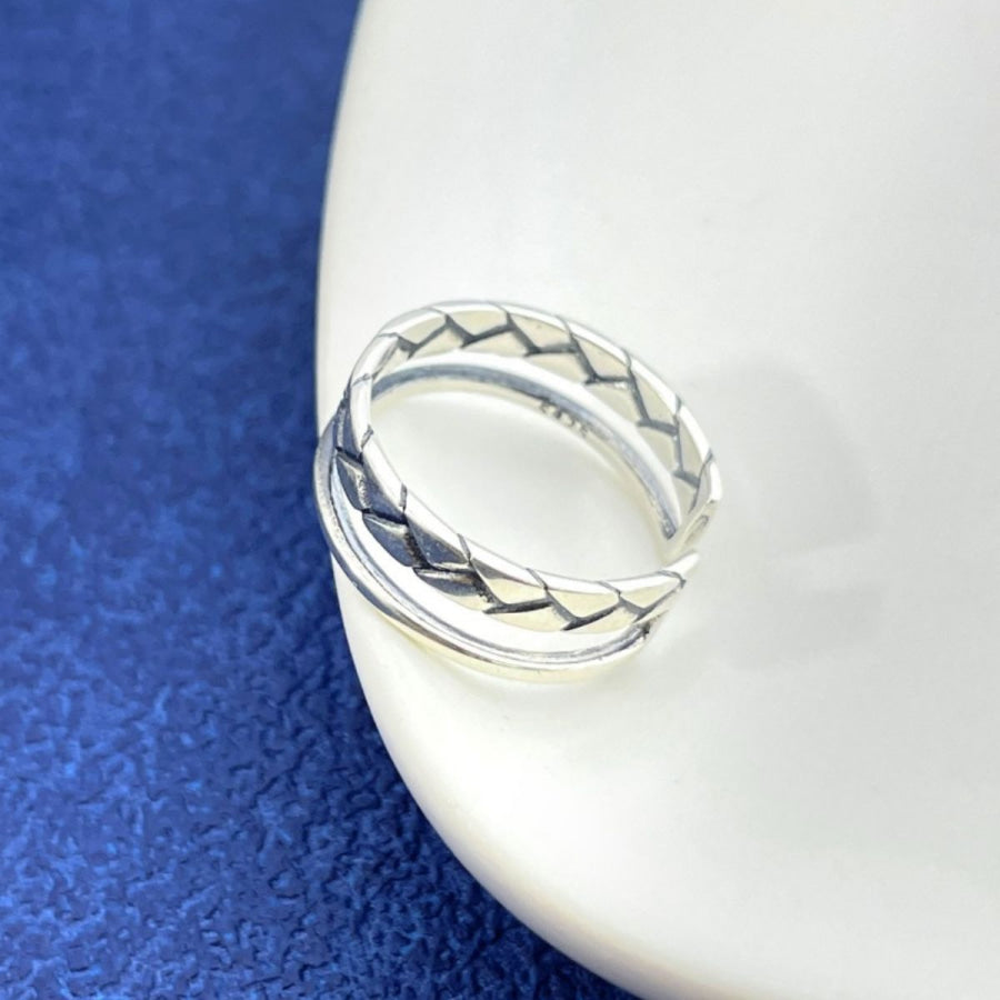 925 Sterling Silver Open Cuff Ring Silver / One Size Apparel and Accessories