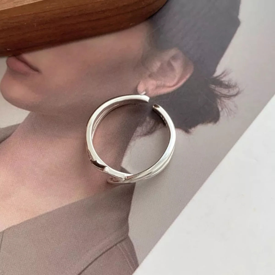 925 Sterling Silver Open Ring Silver / One Size Apparel and Accessories
