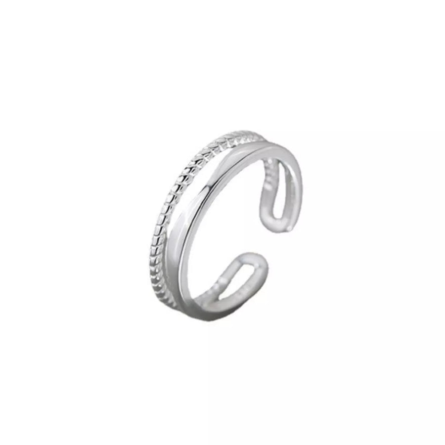 925 Sterling Silver Open Ring Silver / One Size Apparel and Accessories