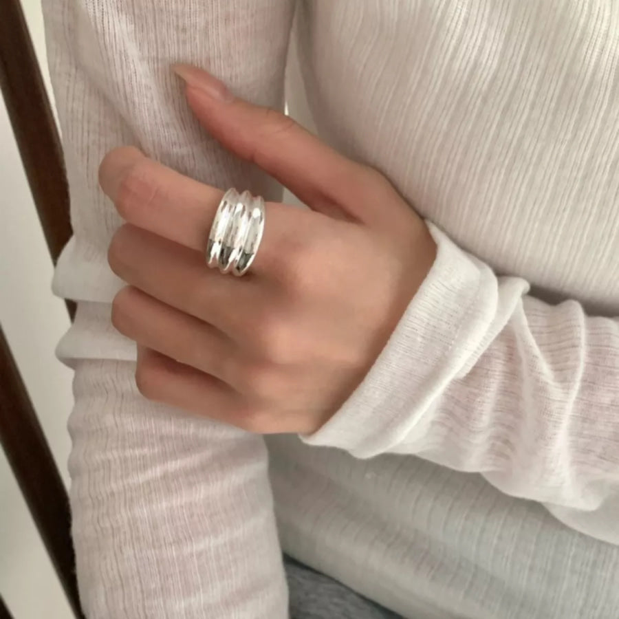 925 Sterling Silver Open Ring Silver / One Size Apparel and Accessories