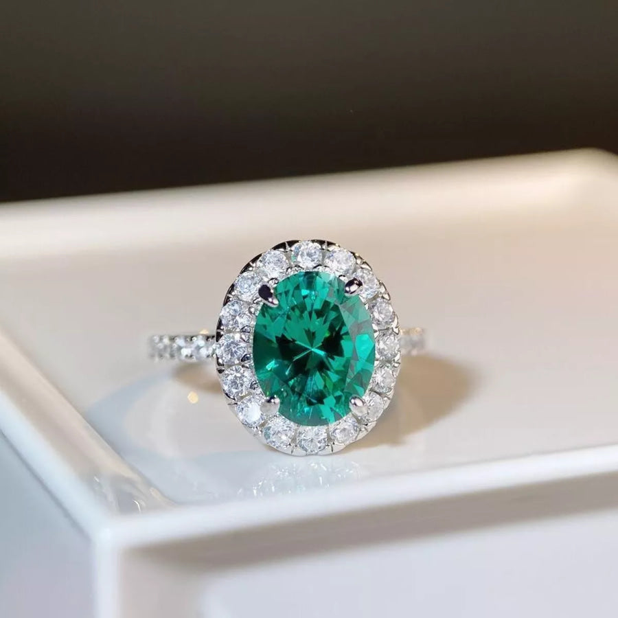 925 Sterling Silver Oval Zircon Ring Apparel and Accessories