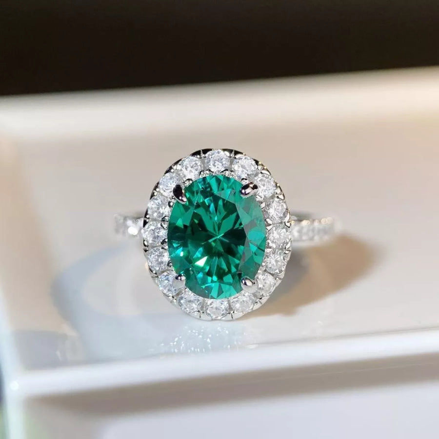 925 Sterling Silver Oval Zircon Ring Apparel and Accessories