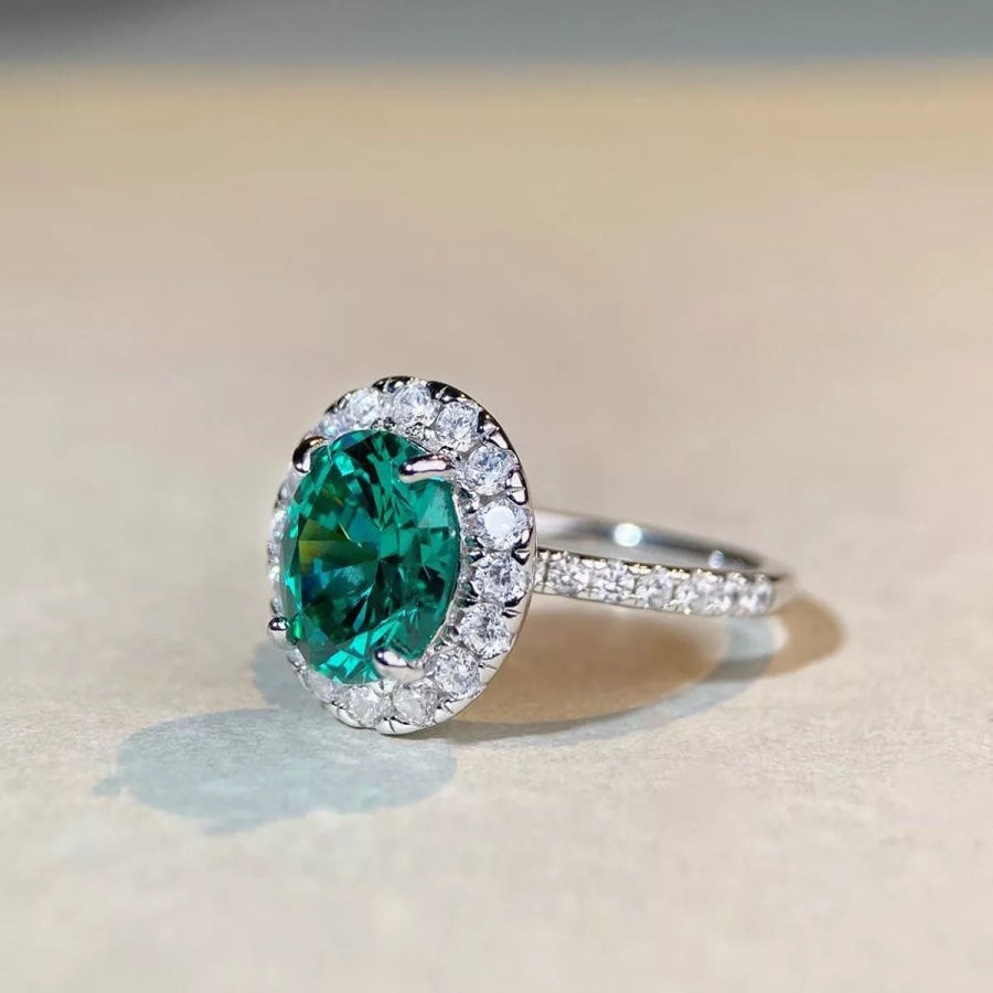 925 Sterling Silver Oval Zircon Ring Apparel and Accessories