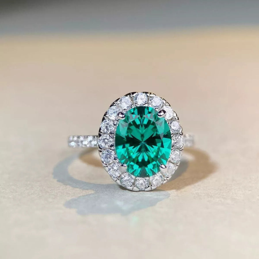 925 Sterling Silver Oval Zircon Ring Apparel and Accessories