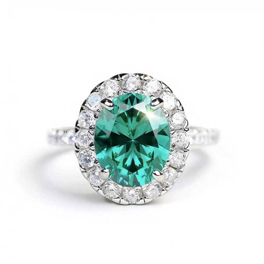 925 Sterling Silver Oval Zircon Ring Apparel and Accessories