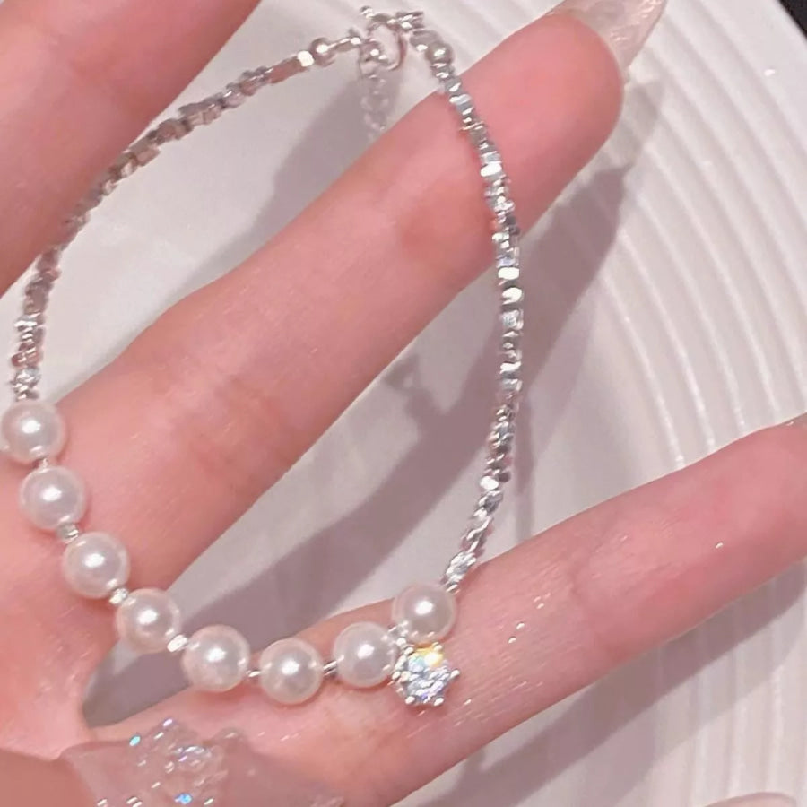 925 Sterling Silver Pearl Bracelet Silver / One Size Apparel and Accessories