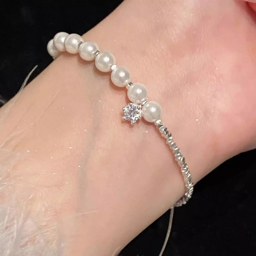 925 Sterling Silver Pearl Bracelet Silver / One Size Apparel and Accessories