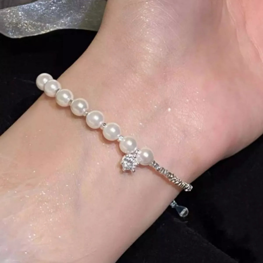 925 Sterling Silver Pearl Bracelet Silver / One Size Apparel and Accessories