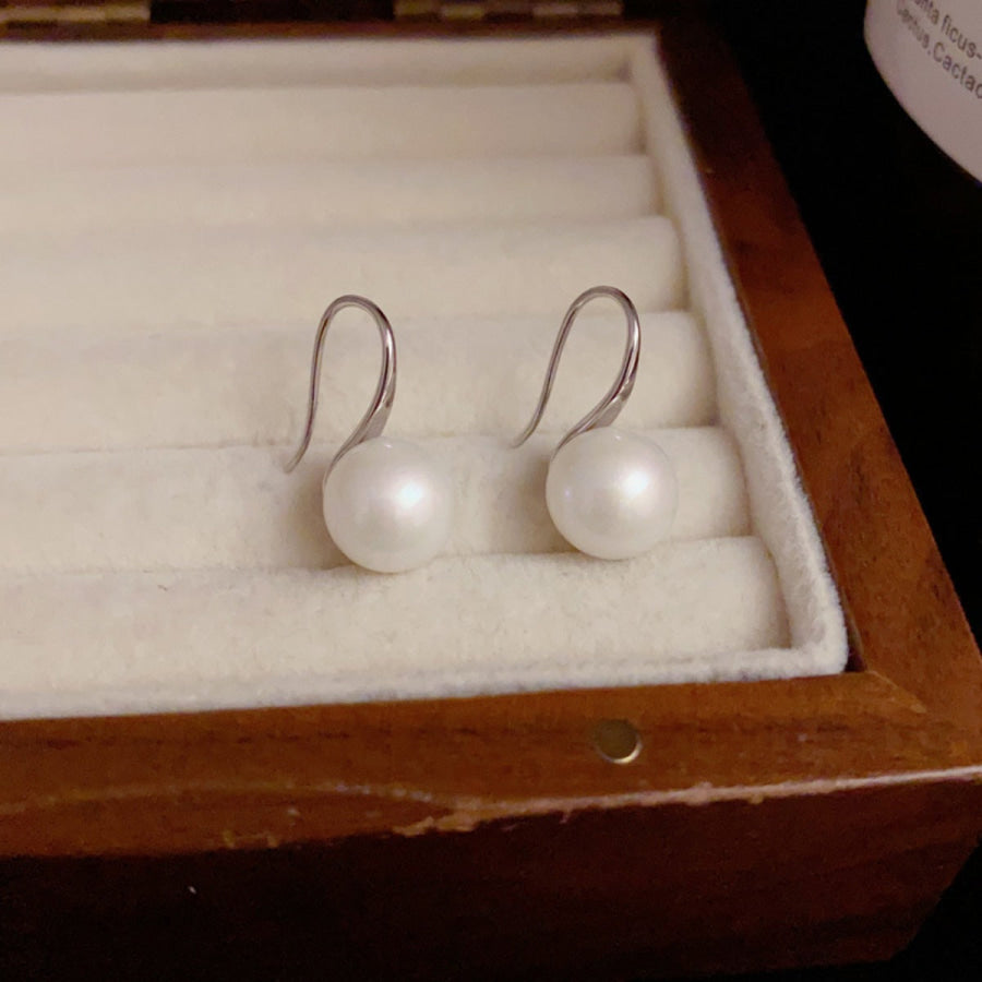 925 Sterling Silver Pearl Drop Earrings Apparel and Accessories