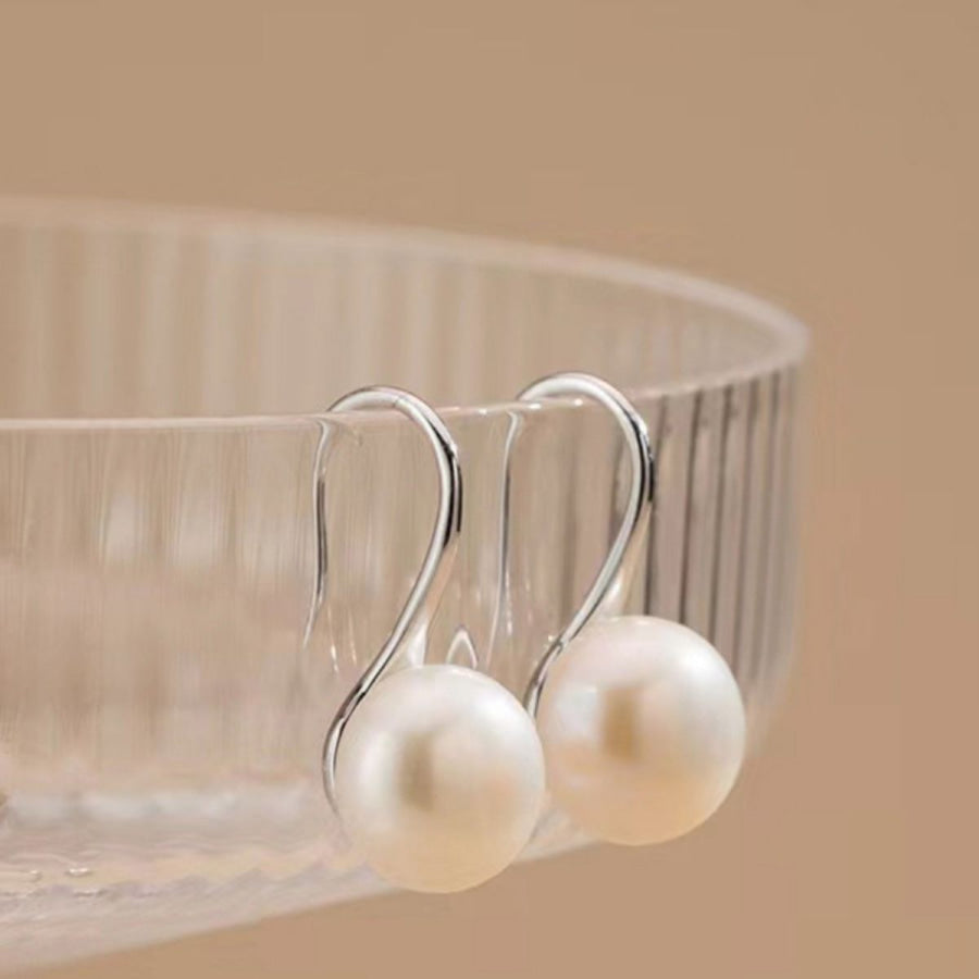 925 Sterling Silver Pearl Drop Earrings Silver / One Size Apparel and Accessories