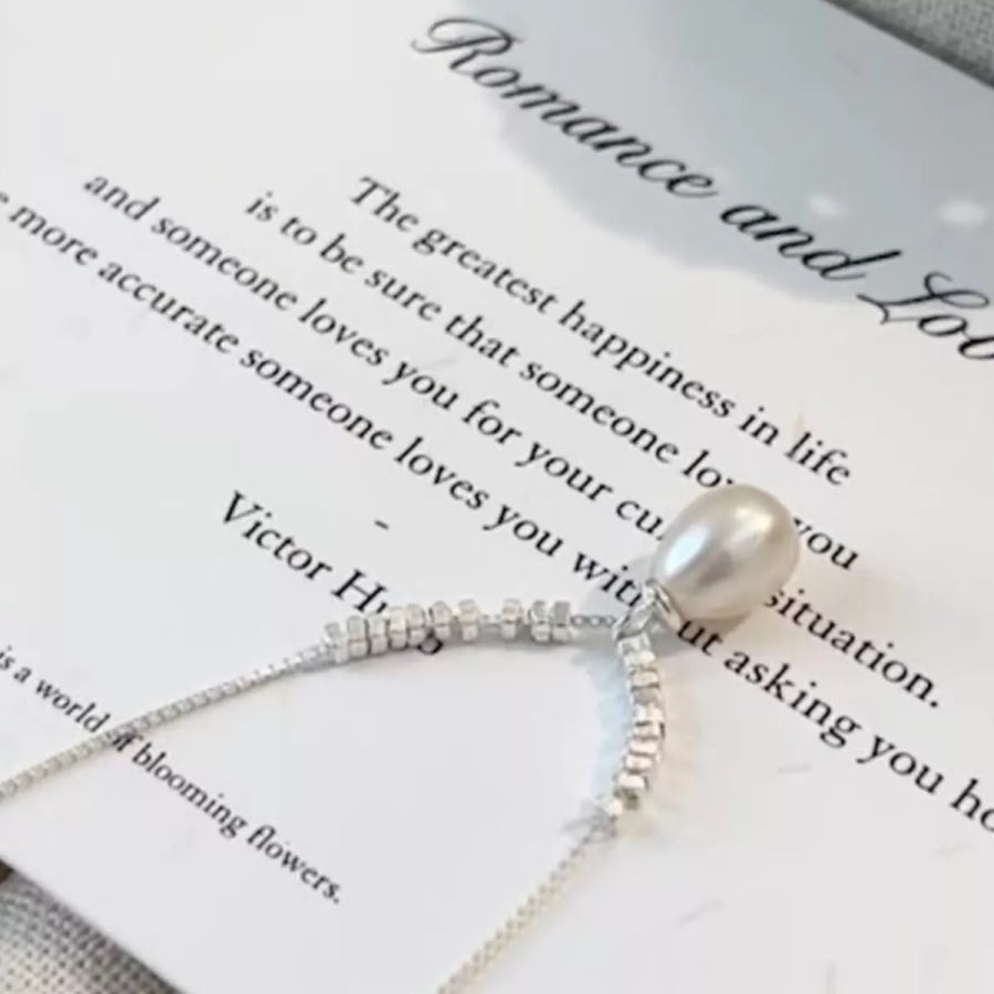 925 Sterling Silver Pearl Drop Necklace Silver / ONESIZE Apparel and Accessories