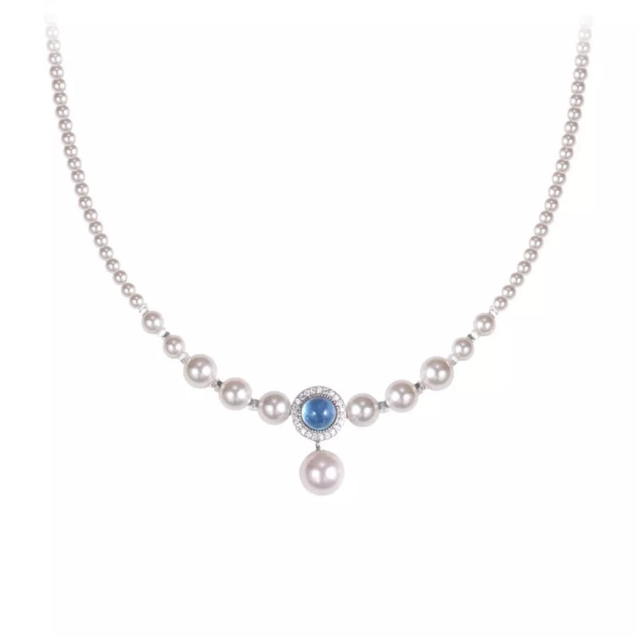 925 Sterling Silver Pearl Necklace Cream / One Size Apparel and Accessories