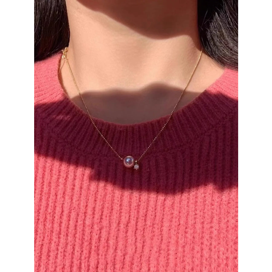 925 Sterling Silver Pearl Necklace Gold / One Size Apparel and Accessories