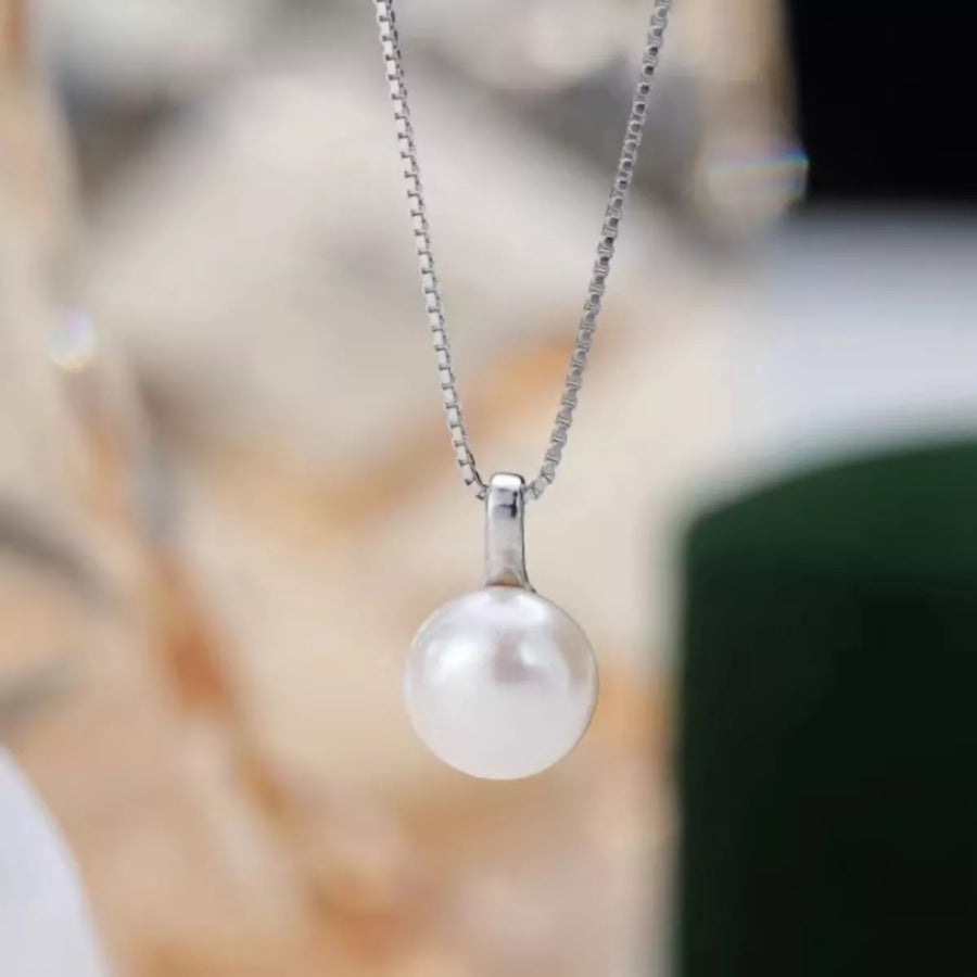 925 Sterling Silver Pearl Necklace Silver / One Size Apparel and Accessories