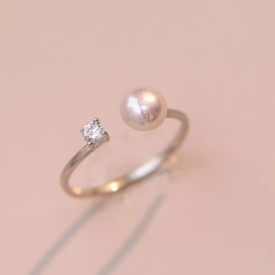 925 Sterling Silver Pearl Open Ring Silver / One Size Apparel and Accessories