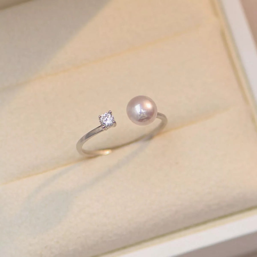 925 Sterling Silver Pearl Open Ring Silver / One Size Apparel and Accessories