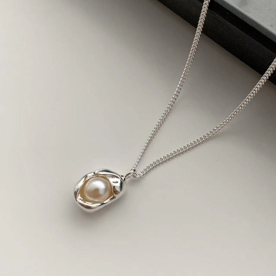 925 Sterling Silver Pearl Pendant Necklace Apparel and Accessories
