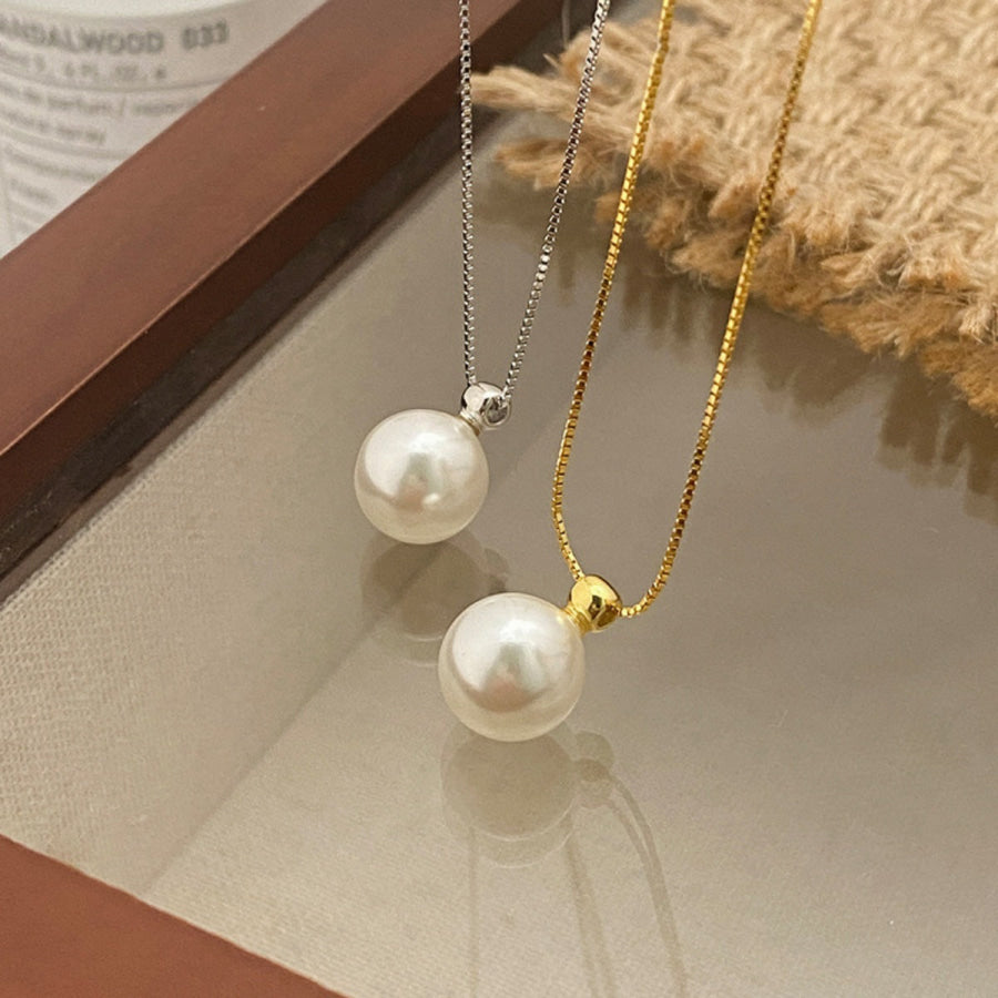 925 Sterling Silver Pearl Pendant Necklace Apparel and Accessories