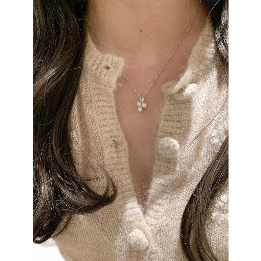 925 Sterling Silver Pearl Pendant Necklace / One Size Apparel and Accessories