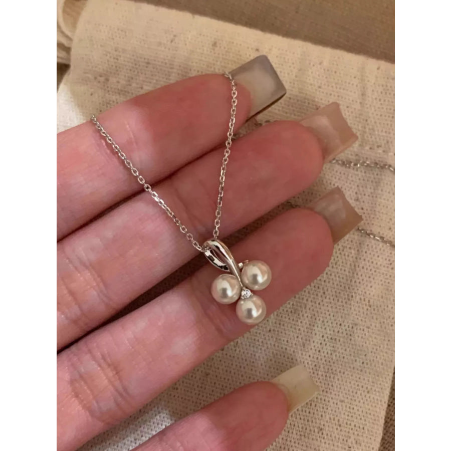 925 Sterling Silver Pearl Pendant Necklace Silver / One Size Apparel and Accessories