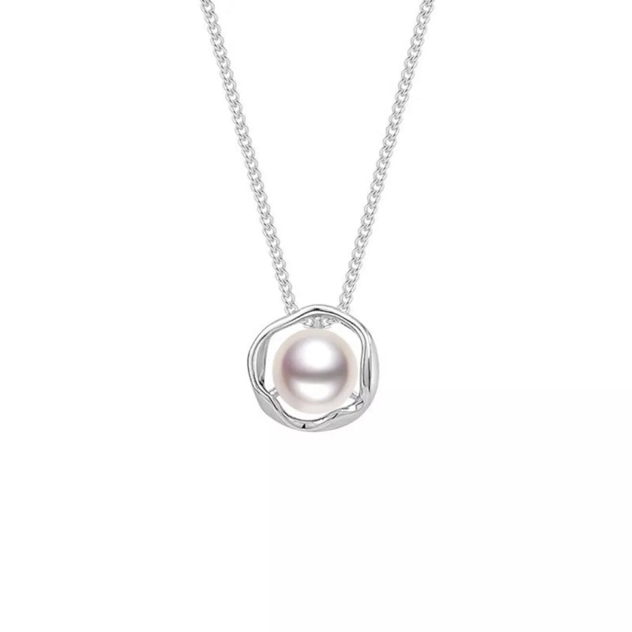 925 Sterling Silver Pearl Pendant Necklace Silver / One Size Apparel and Accessories