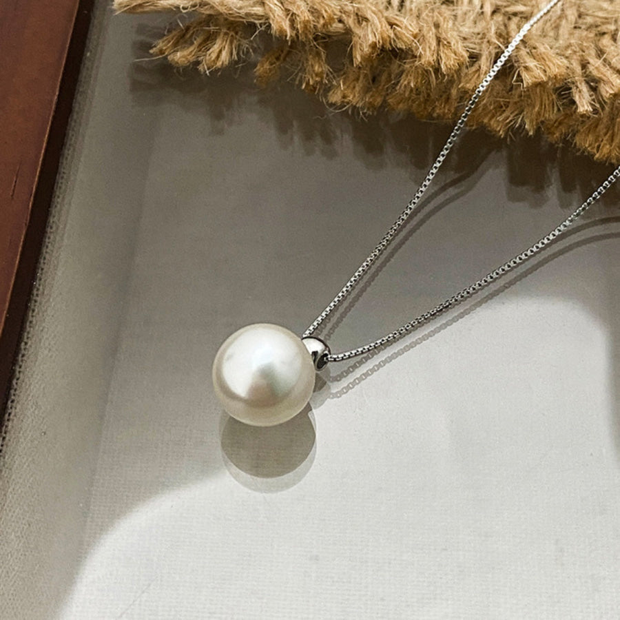 925 Sterling Silver Pearl Pendant Necklace / One Size Apparel and Accessories