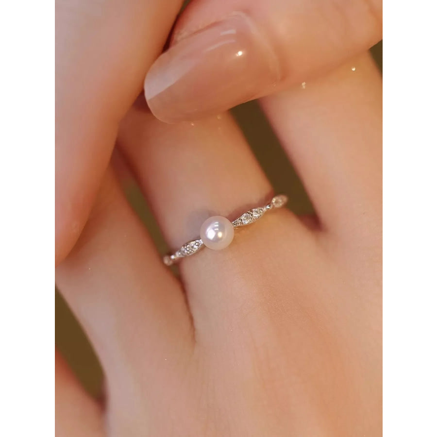 925 Sterling Silver Pearl Ring Silver / One Size Apparel and Accessories