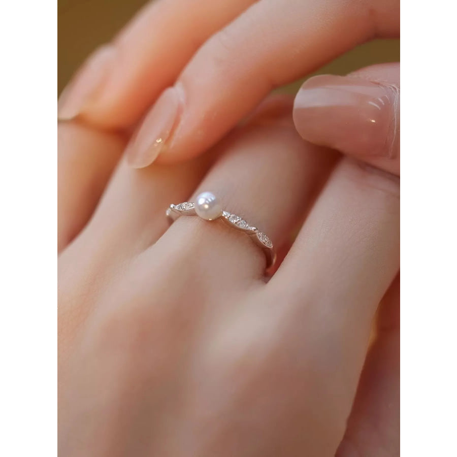 925 Sterling Silver Pearl Ring Silver / One Size Apparel and Accessories