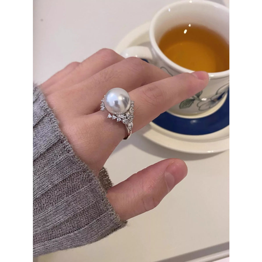 925 Sterling Silver Pearl Ring White / One Size Apparel and Accessories