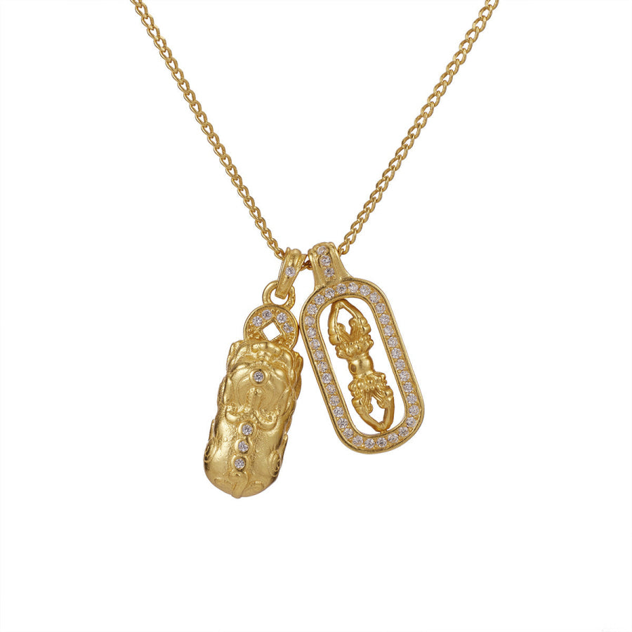 925 Sterling Silver Pendant Necklace Gold / One Size Apparel and Accessories