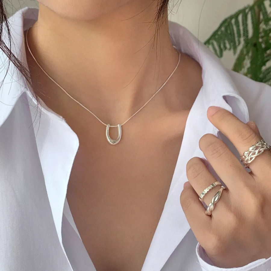 925 Sterling Silver Pendant Necklace Silver / One Size Apparel and Accessories