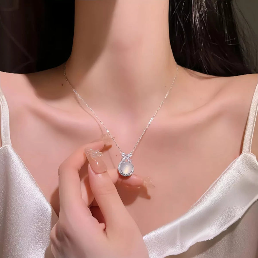 925 Sterling Silver Pendant Necklace White Gold / One Size Apparel and Accessories