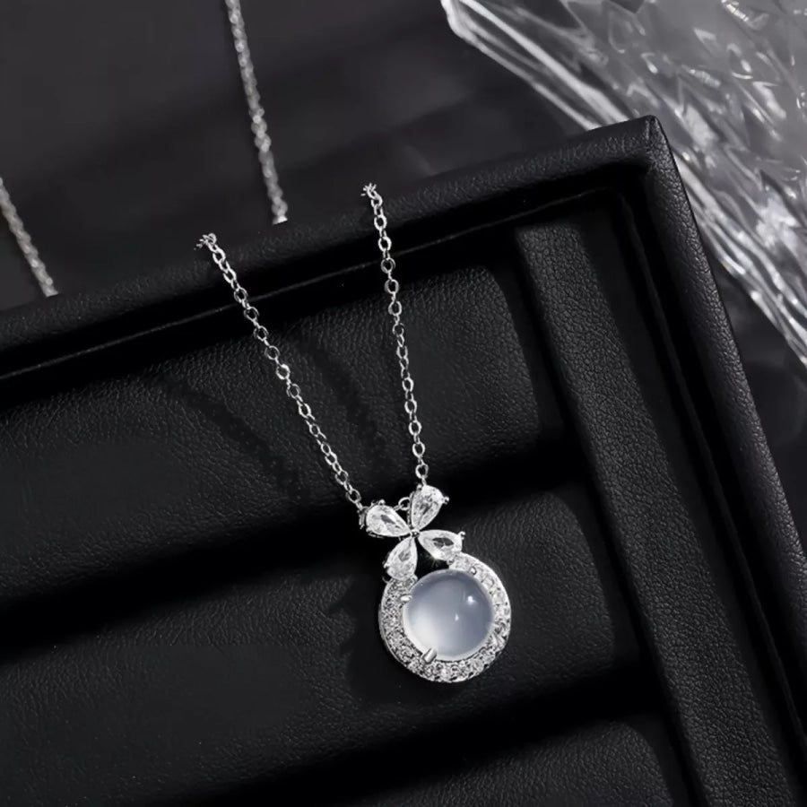 925 Sterling Silver Pendant Necklace White Gold / One Size Apparel and Accessories