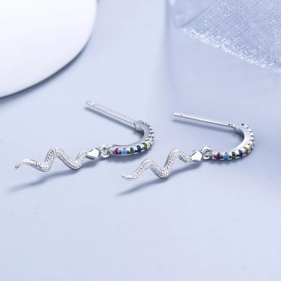 925 Sterling Silver Rainbow Zircon Geometric Earrings Silver / One Size Apparel and Accessories