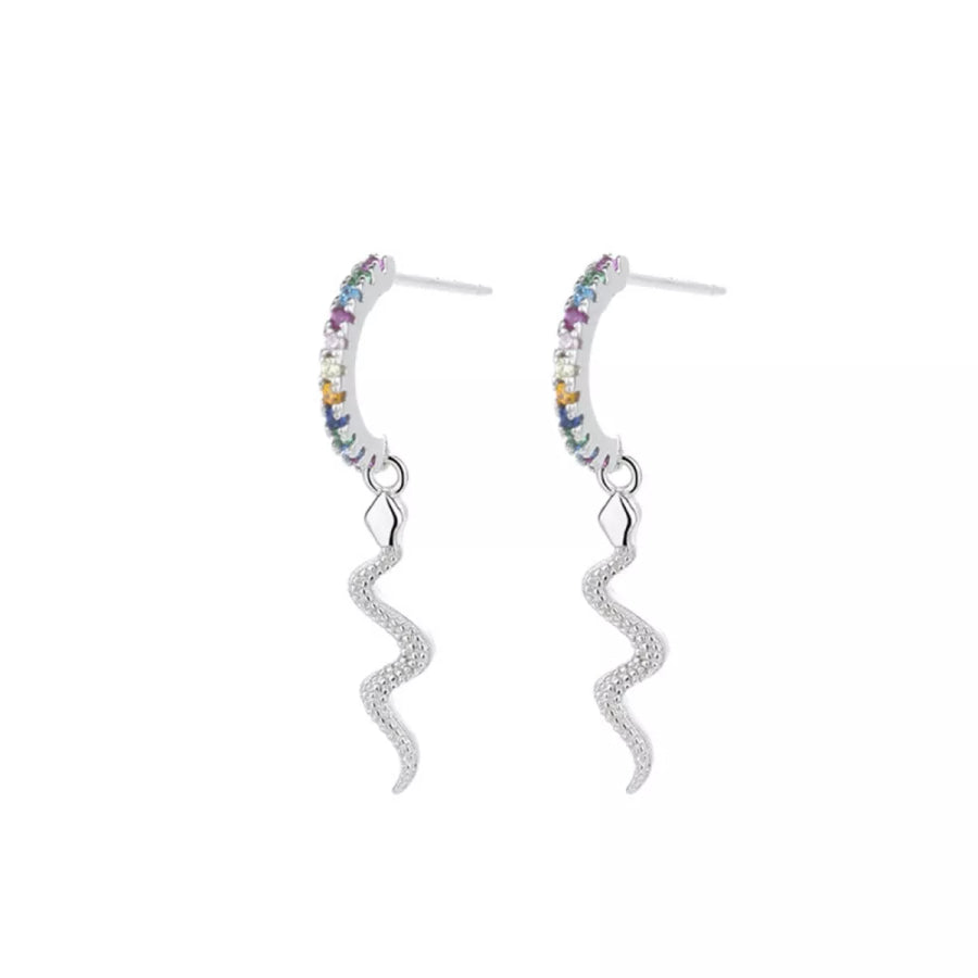 925 Sterling Silver Rainbow Zircon Geometric Earrings Silver / One Size Apparel and Accessories
