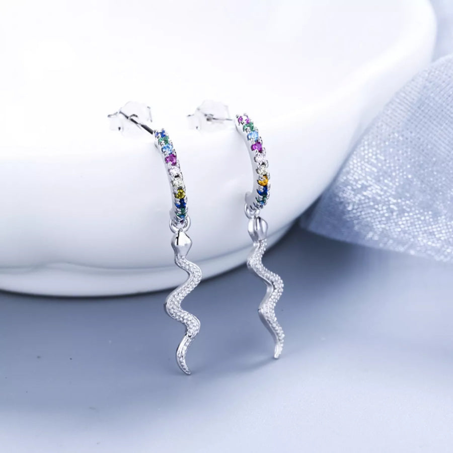925 Sterling Silver Rainbow Zircon Geometric Earrings Silver / One Size Apparel and Accessories