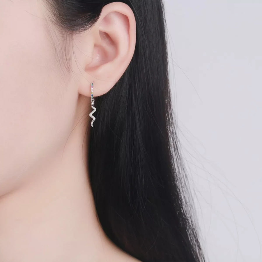 925 Sterling Silver Rainbow Zircon Geometric Earrings Silver / One Size Apparel and Accessories
