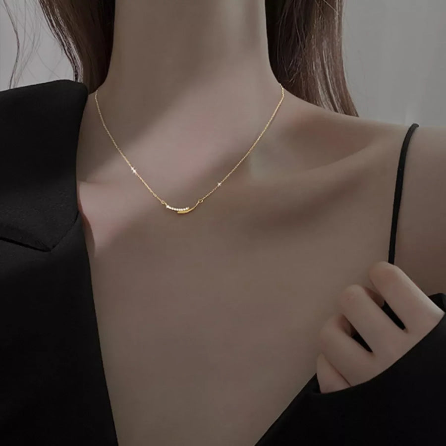 925 Sterling Silver Rhinestone Necklace Gold / ONESIZE Apparel and Accessories